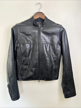 m 0851 Leather Black Leather Jacket 
Size large- best fit medium